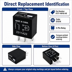 Ford Compatible 12V 30A Relay 4 Pin 6 Pack