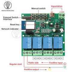 4 Channel Relay Switch Module Tuya Smart WIFI Remote Control Relay 2.4GHz 433MHz