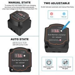 Split Charge Relay 12V 140 Amp Smart Dual Battery Isolator Manual/Auto Modes …