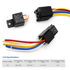 2 Pcs Relay Harness 5-Pin 5 Wire 80A 12V JD2912-1Z-12VDC SPDT Socket Plug 14VDC