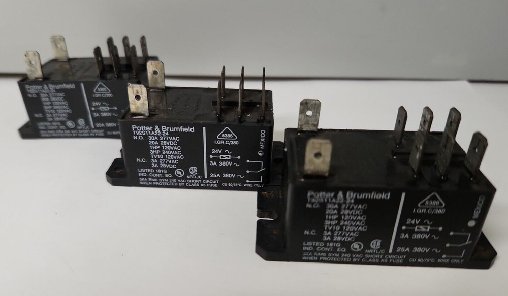 Potter & Brumfield T92S11A22-24 Relays, 24V – Lot of 3