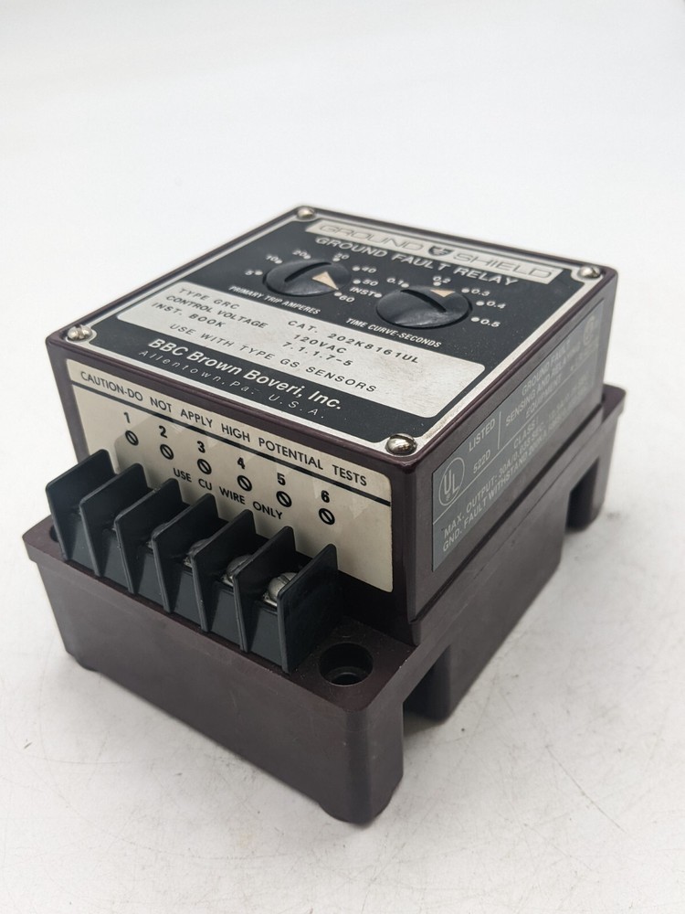 Ground Shield 202K8161UL Ground Fault Relay Coil 120V 30A/0.033 – 12.5A/0.25 Sec