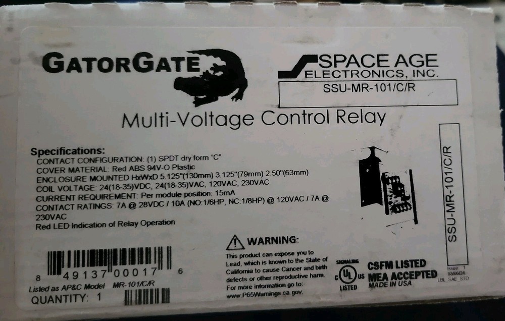 New, AP&C, MR-101/C, MR-100 Multi-Voltage Relay w/ 1 Module Position in a Grey