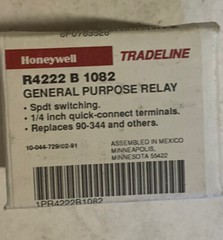 Honeywell R4222B1082 General Purpose Relay 120v SPDT (repl 90-344)