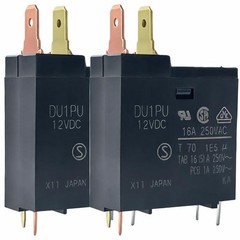2PCS DU1PU 12VDC Power Relay, 16A 250VAC, 4-Pin PCB + 2 Quick-Connect Tabs, S…