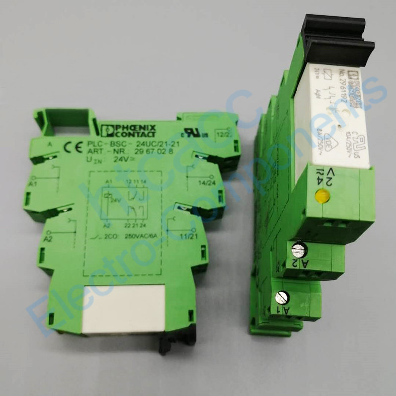 5PCS No.2961192 Power Relay 24VDC 8 Pins w/PLC-BSC-24DC/21-21 Relay Socket 1 Set