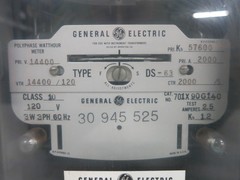 GE 701X90G140 Polyphase Watthour Meter Type DS-63 120V 3W 3PH 14400 57600