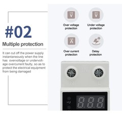Digital Din Rail Relay A-Dual Display 40/63A 230V Adjustable Over Under Voltage
