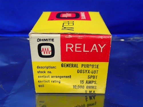 OHMITE DOSYX-69T SPDT 15A 10,000 OHM Relay UNUSED/SURPLUS CONDITION