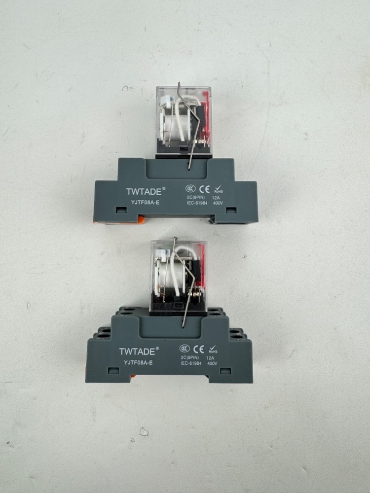 x(2) Twtade YJTF08A-E 2C(8PIN) Din Rail Relay & Base Module 24VDC 12A