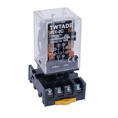 /JTX-2C, MK2P-I DPDT Power Relay with Plug-in Terminal Socket Base, DC 12V Coil,