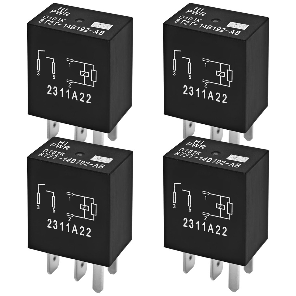 4Pcs 8T2T-14B192-AB Relay – 12VDC 30A 4-Pin Automotive for Select Ford…