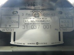 GE 706X64G263 2 Stator Watthour Meter Relay 3PH DS-63 Watt Hour 200:5 120:1 120V