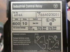 Westinghouse Control Relay AR4A 766A023G01 10A 600V 120V Coil *Lot of 3* Used