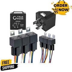 6 Pack Bosch Style 5-Pin 12V Relay Kit ,12 Volt Automotive Relays for Auto Fan C