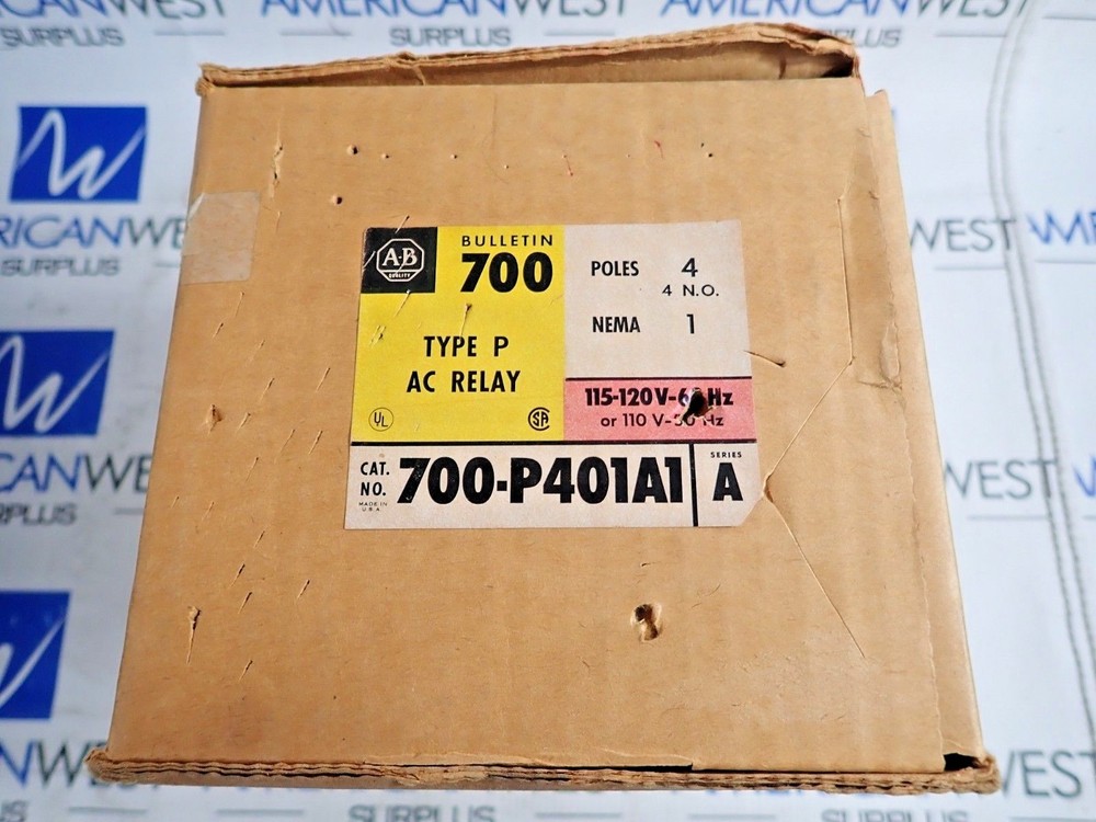ALLEN BRADLEY 700-P401A1 TYPE P AC RELAY ENCLOSURE /BULLETIN 700 RELAY