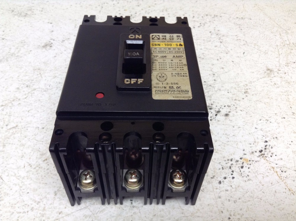 Shinyeong SBN-100-SA 100 Amp 3 Pole 600 VAC 250 VDC Circuit Breaker SBN100SA