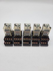 5PC Omron MY4N-D2 Relay w Socket Base 5A 240V 14Pin 24V Coil 1613YK