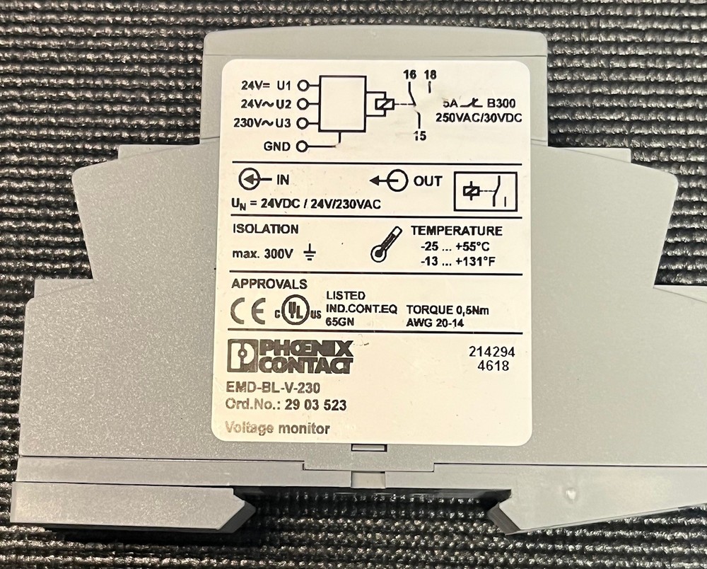 Phoenix Contact EMD-BL-V-230 Monitoring Relay 2903523 230V/24V AC/DC Window