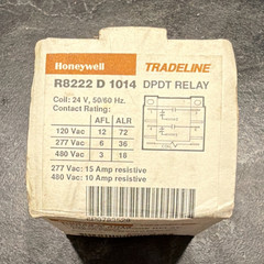 Honeywell R8222D1014 DPDT Relay 24V AC Coil 50/60Hz 15A 6-Pin Plug-In