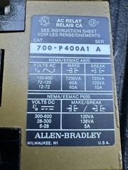 New Old Stock Open Allen Bradley 700-P400A1 Control Relay 110-120V