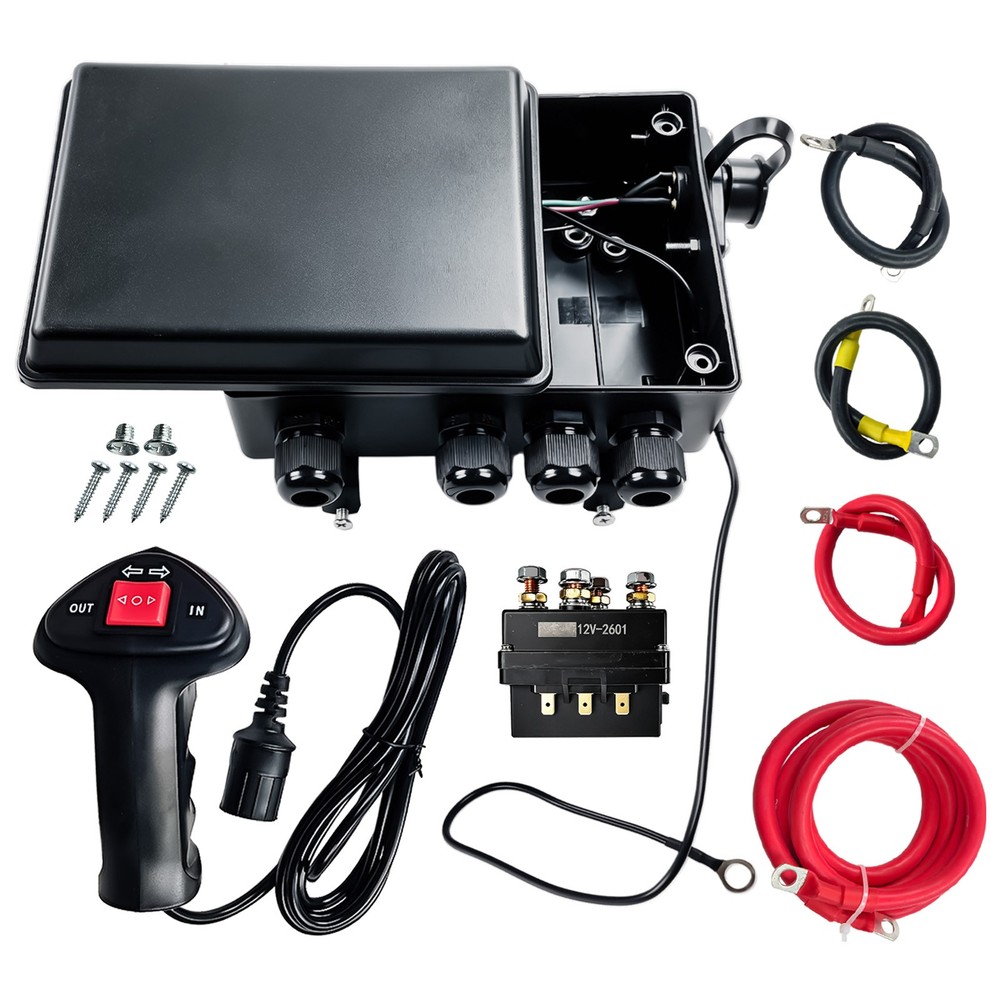 12V 500A Winch Solenoid Contactor Relay Kit w/ Box & Hand Corded & 4 Pre-Wires