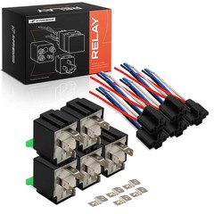 A-Premium 12V 30A 4-Pin SPST Relay with Wiring Harness Socket | with Iron Bracke