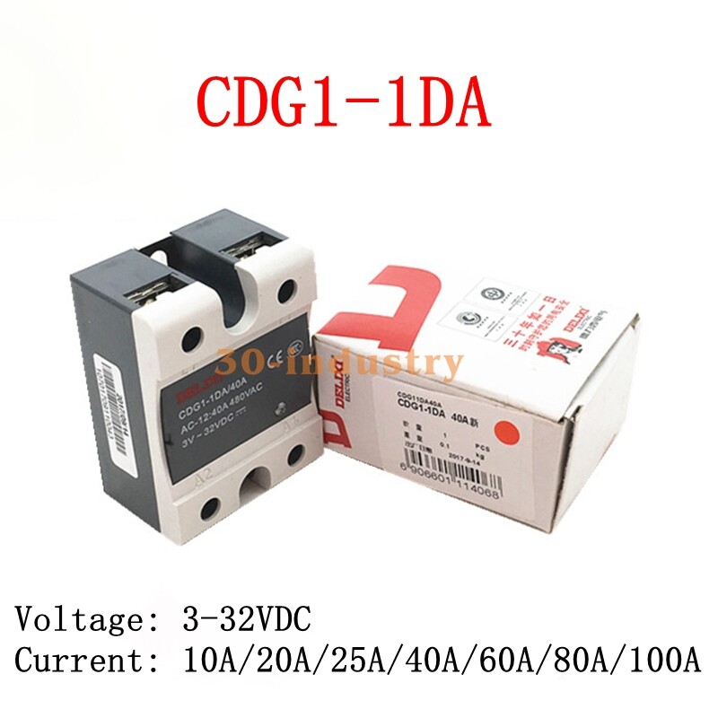 Delixi Single Phase Solid State Relay SSR DC Control AC CDG1-1DA 3-32VDC 480V