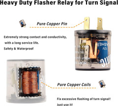 2PCS 12V Flasher Relay,Heavy Duty 2-Pin Turn Signal Relay Only for Repairing Hal