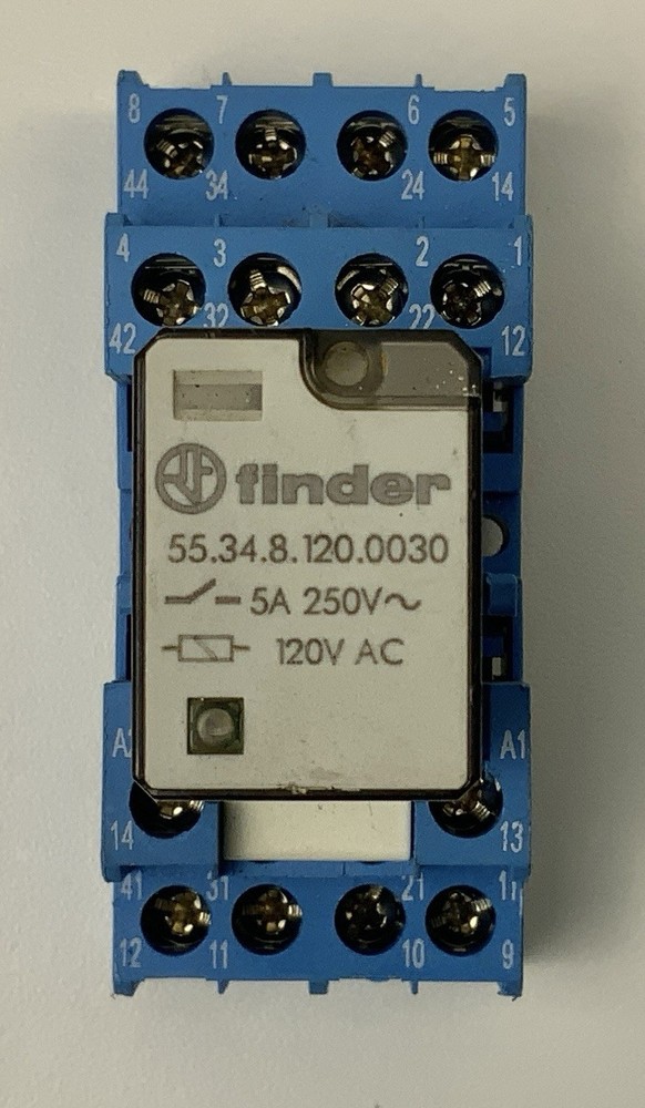 FINDER 55.34.8.120.0030 5A 250VAC / 120VAC Coil RELAY W/94.44.1 BASE UNIT
