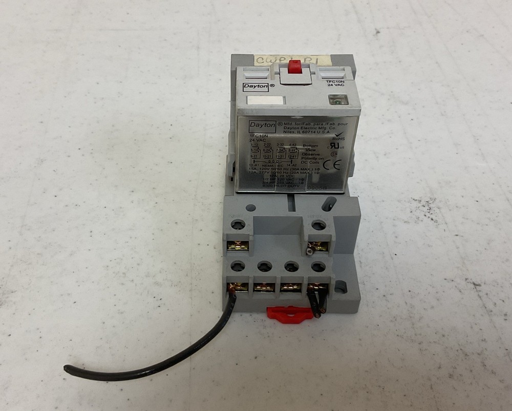 DAYTON 1FC15 RELAY SOCKET BASE WITH 1FC10N RELAY, FREE SHIPPING