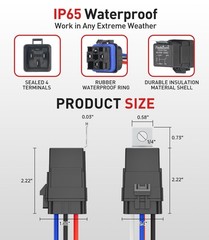 5 Pack Heavy Duty 4 Pin Waterproof Relay Switch 12V with Inline Fuse Holder for