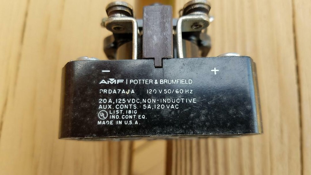 AMF Potter & Brumfield PRDA7AJAY GP Relay 2PST 20A 120vac MAG blowouts/aux sw