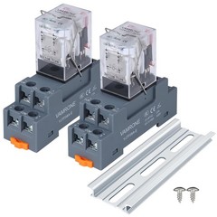 Electromagnetic Power Relay 12V DC 10A DPDT 2NO 2NC for DIN Rail System 2 pcs