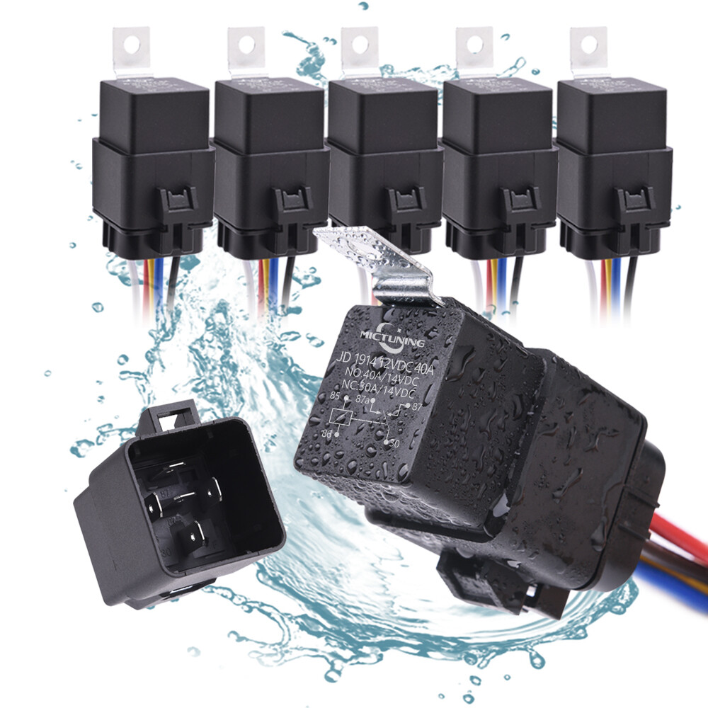 40/30 Amp Waterproof Relay Harness Set – 12V 5-PIN SPDT Automotive Relay 5 pack