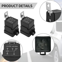 Saihisday 2Pcs Electrical Relay 12V 5 Terminals Waterproof