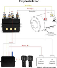 Solenoid Relay, 12V 250A Winch Relay Solenoid Replacement Contactor for 3000-500