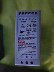 Mean Well MDR-60-5 5V 10A 60W DIN Rail Power Supply 100-240VAC lot of 2