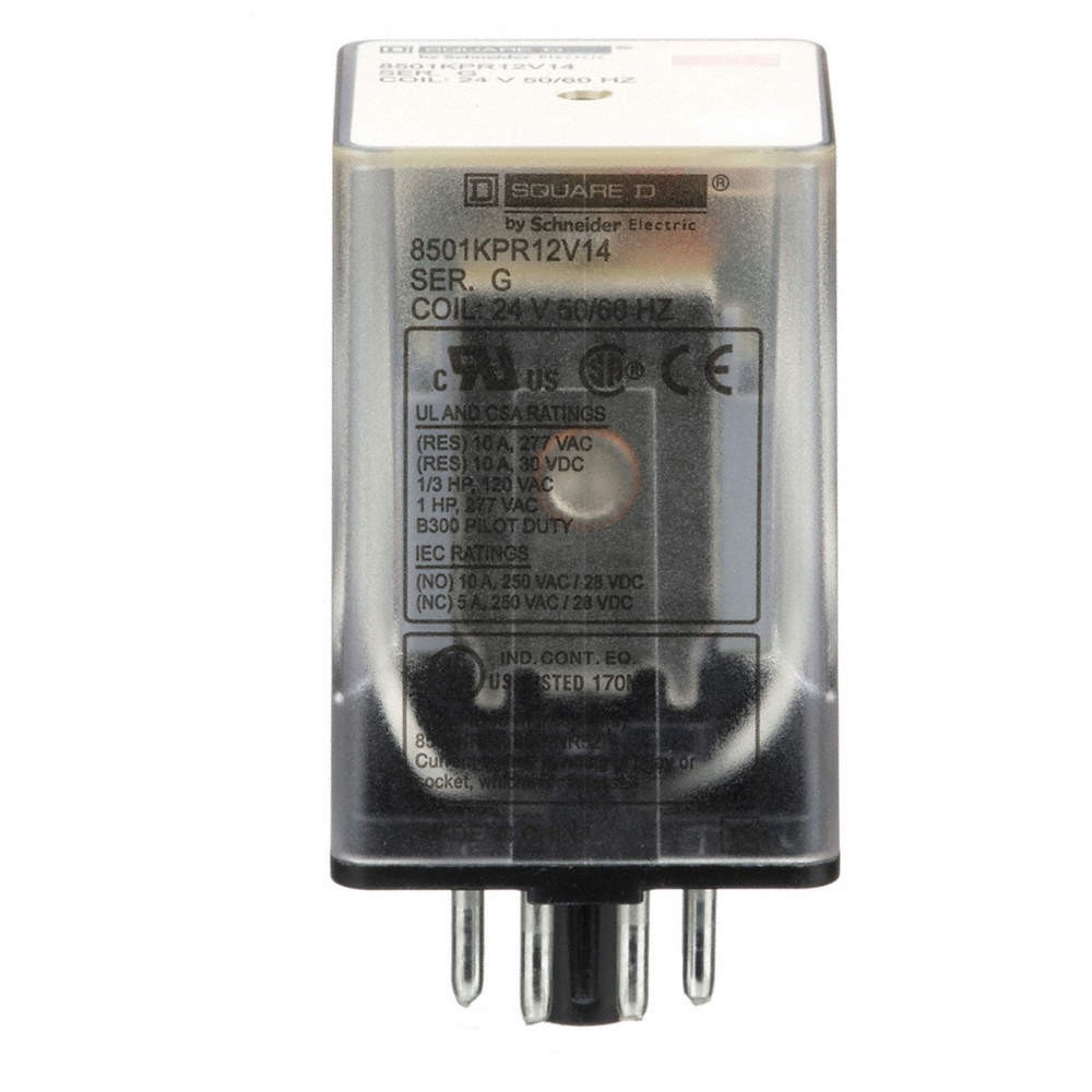 SCHNEIDER 8501KPR12V14 General Purpose Relay, 24VAC, 10A, 8Pins 2DT06