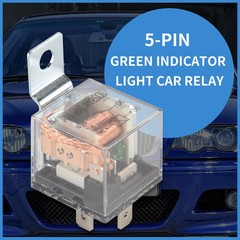 DC 24V 80A 1NO 1NC SPDT 5 Pins Green Indicator Light Automotive Truck Car7313
