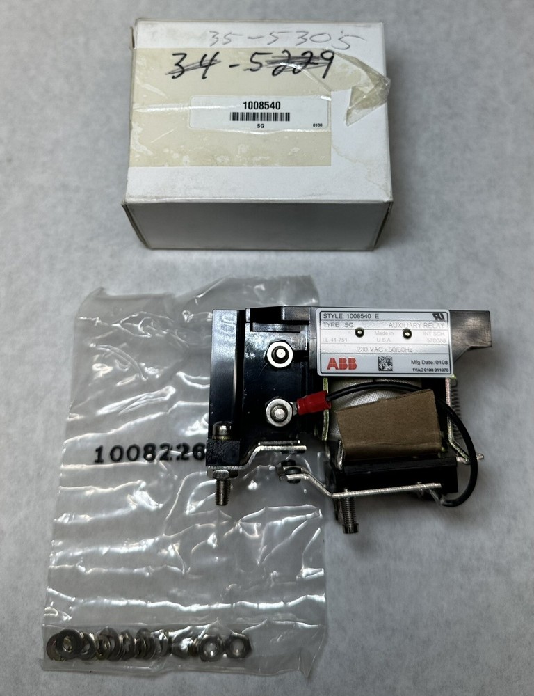 NEW ABB Style 1008540 E Type SG Auxiliary Relay, 230 VAC – 50/60Hz