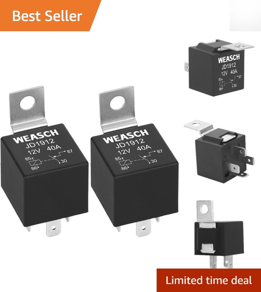 2 Pack 12V 40A Waterproof Car Relay JD1912 – SPST 4 Pin Automotive Switch