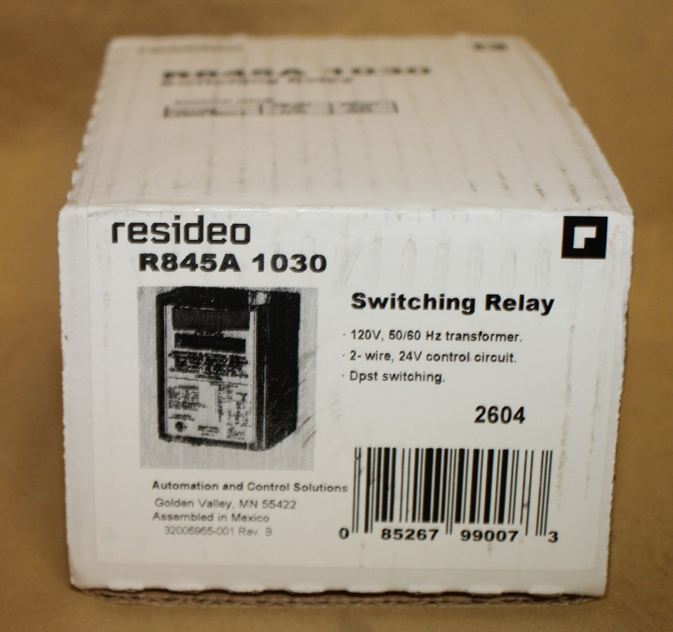 Resideo R845A 1030 DPST Switching Relay 120V 50/60 HZ transformer 2-WIRE 24V NEW