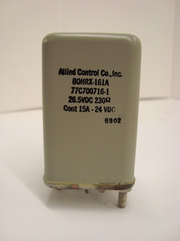 Allied Control Co. BOHRX-161A relay, 26.5VDC, 230 OHMS, cont 15A – 24VDC