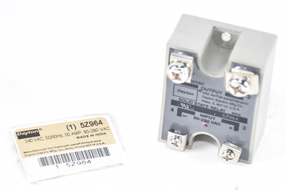 Dayton 5Z964 240VAC 50/60Hz 50AMP 90-280Vac Relay Socket