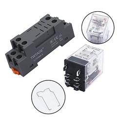 2PCS 24V DPDT Relay 10A Electromagnetic Switch with Indicator Light & Socket Bas