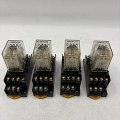 Lot Of 4 Omron MY4I2N-UA Relays On 2-M4X10 Sockets