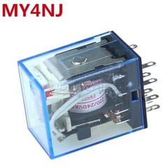 MY4NJ DC 24V Coil Power Relay DIN Rail Mounted Base 14 Pin 4PDT FC