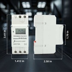 Shopcorp HD Display Memory Function Timer – ATHC 15A, 110V, DIN Rail Mounting