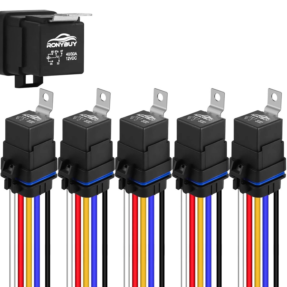 5-Pin Waterproof Relay Kit 40/30 AMP 12V Relay Switch with Harness Heavy Duty 12